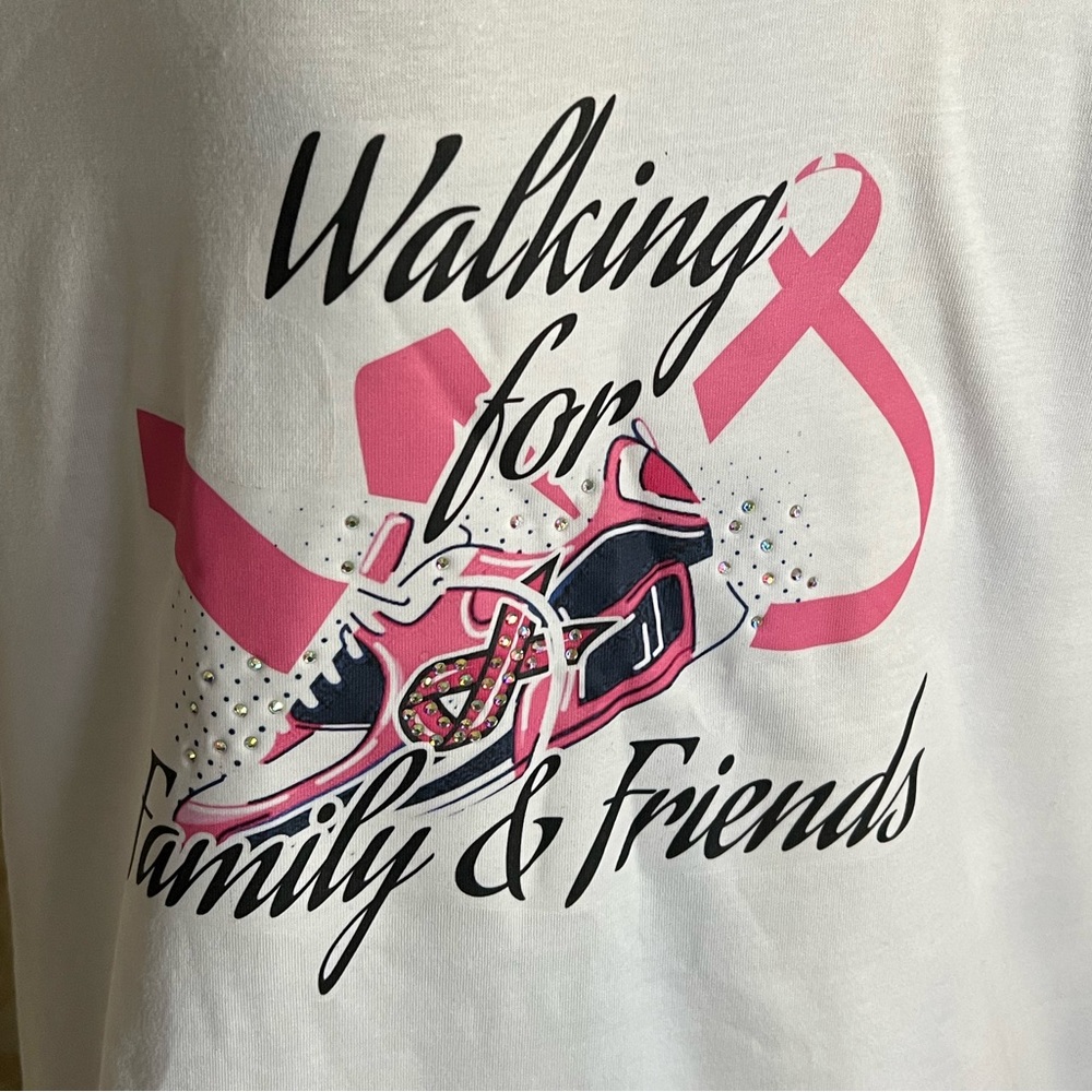 T-shirt with rhinestones for Breast cancer awareness month,